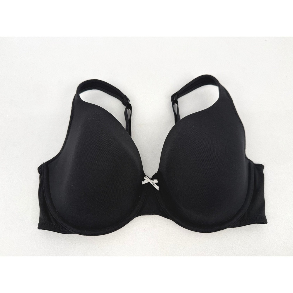 Cacique Lightly Lined Full Coverage Bra Women 40DD Black Underwire Bow Detail